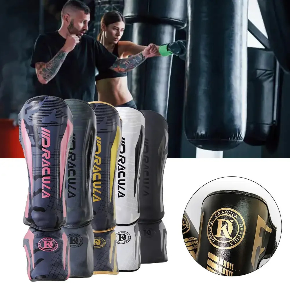 1 Pair High-Quality PU Leather Boxing Shin Guards Ankle Protector MMA Muay Thai Training Leg Warmers Light Kicking Shin Pads 240625