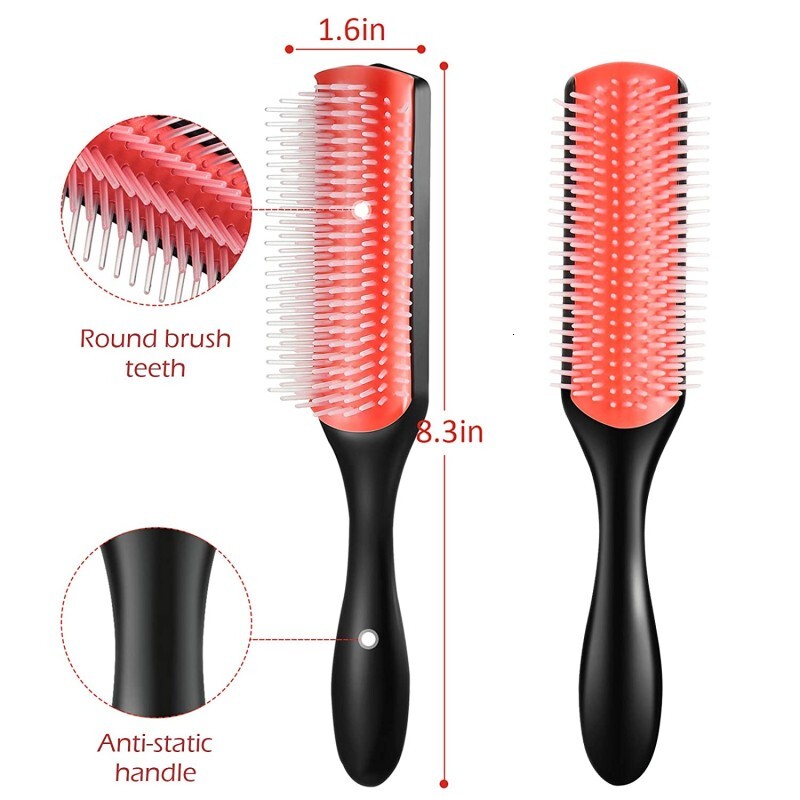 9-Row Detangling Hair Brush Denman Detangler Hairbrush Scalp Massager Straight Wet Comb for Women Men Salon Curly hair brush F628-5