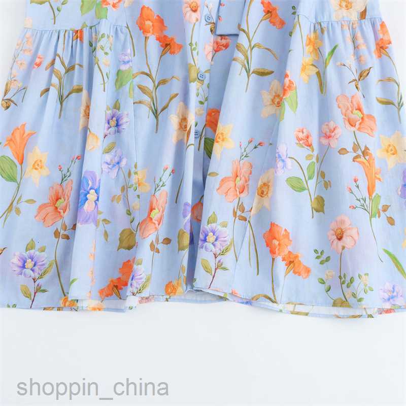Basic Casual Dresses Women skirt Women's Summer New Lace Decoration Flower Print Short sleeved Dress F6