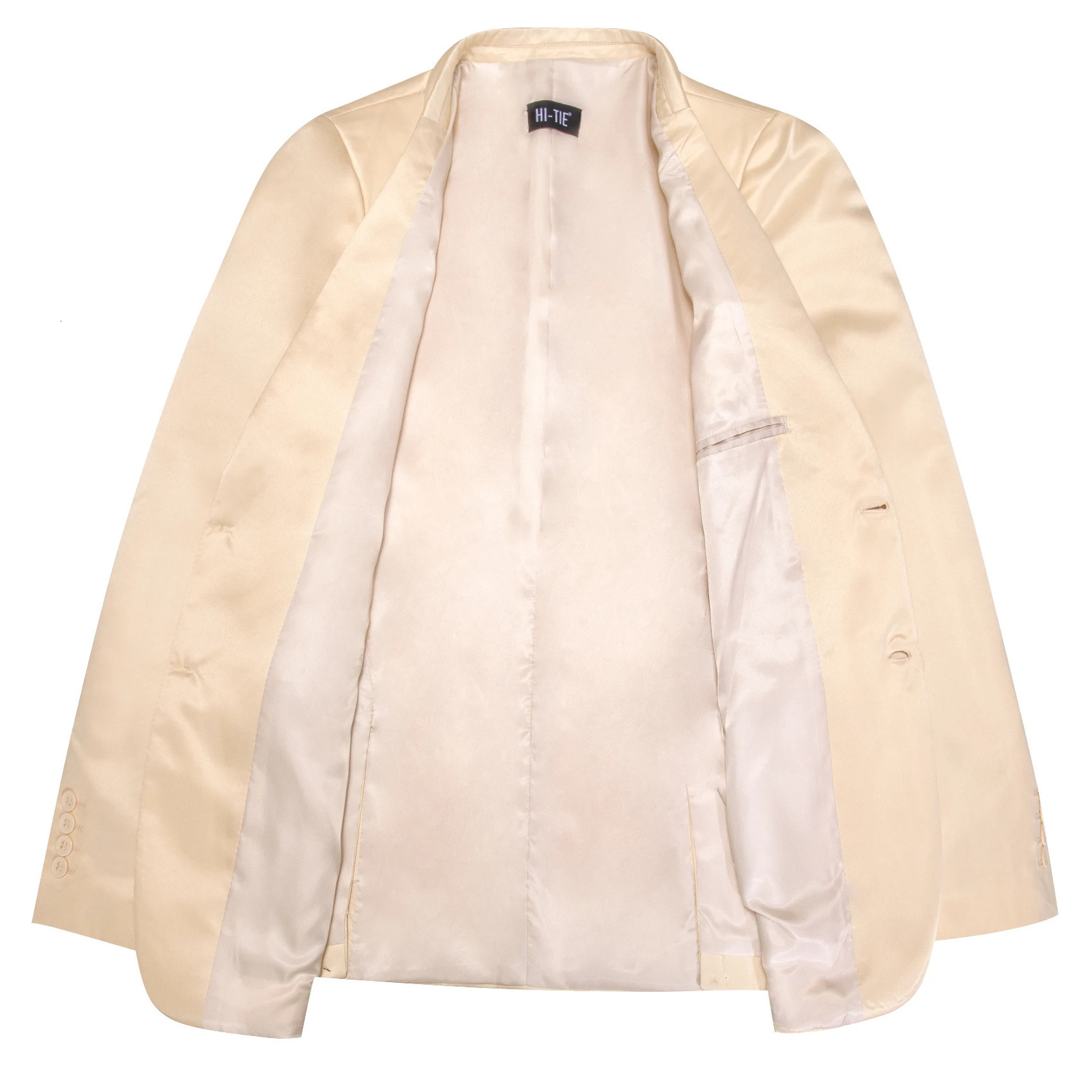 Hi-Tie Champagne Jacquard Solid Mens Suit Shawl Collar Tuxedo Blazers Jacket Coat Groom Dress For Wedding Business Party 240626