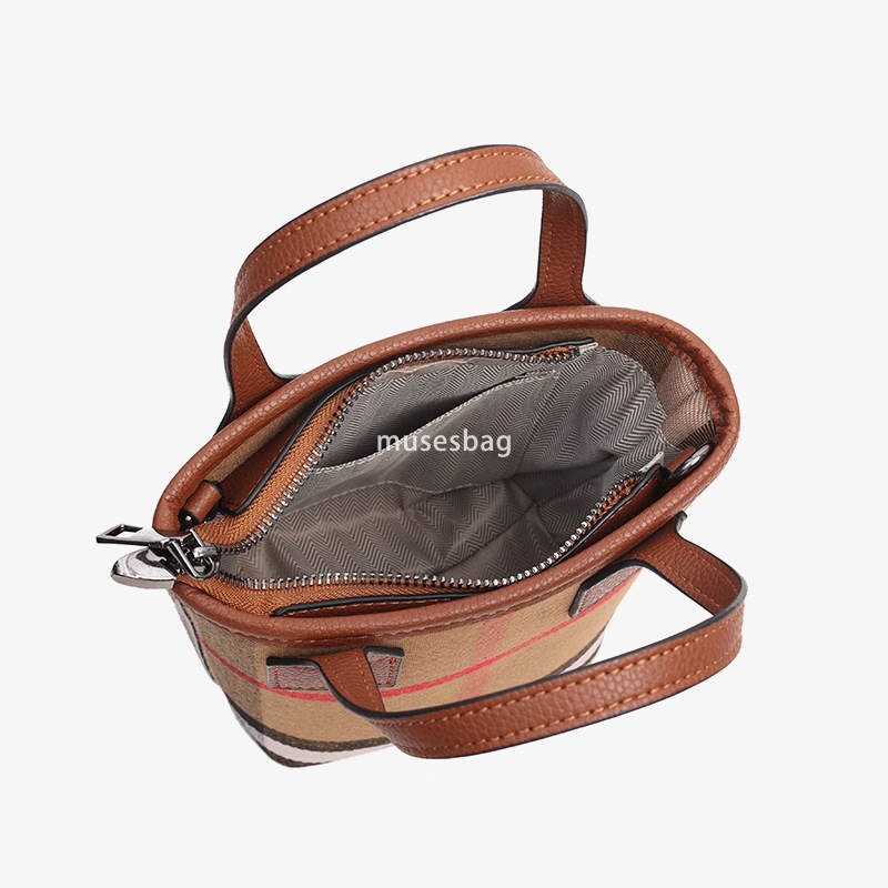 Urban minimalist and niche design vertical square bag women's new canvas plaid leather handbag textured single shoulder crossbody bag commuting b