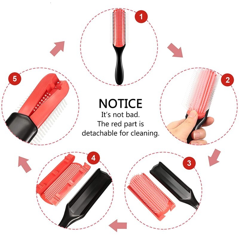 9-Row Detangling Hair Brush Denman Detangler Hairbrush Scalp Massager Straight Wet Comb for Women Men Salon Curly hair brush F628-5