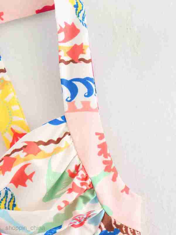 Basic Casual Women Dresses Women's clothing summer patchwork printed top patchwork printed cape skirt casual set B69046