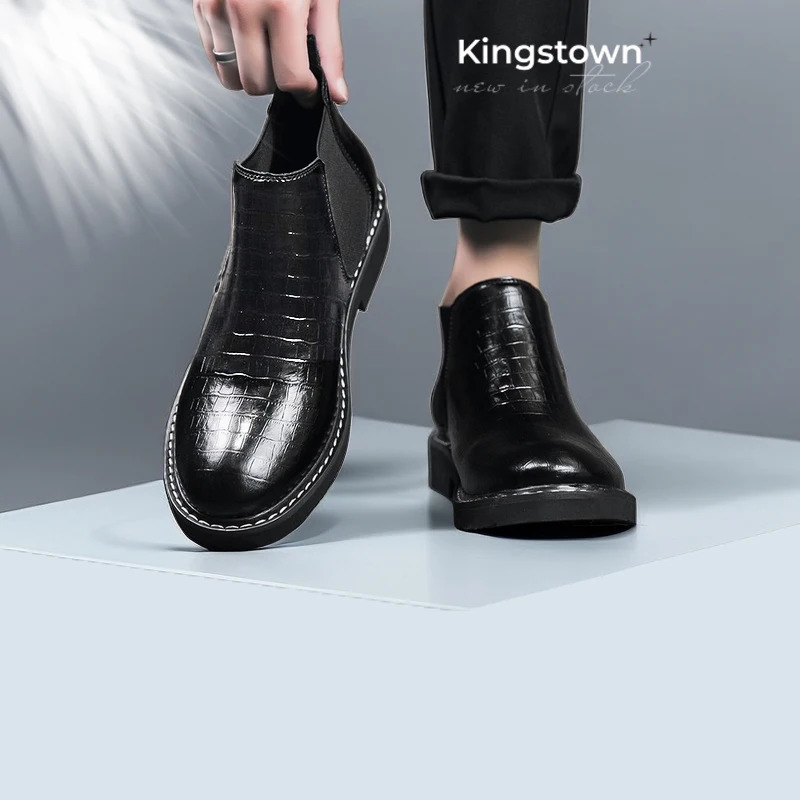 Boots Chelsea Booster Shoes Business Men Leather Ankle Lifts Wedding Formal Man Dress Height Increase Sole 5cm Plus Size 38- 240620