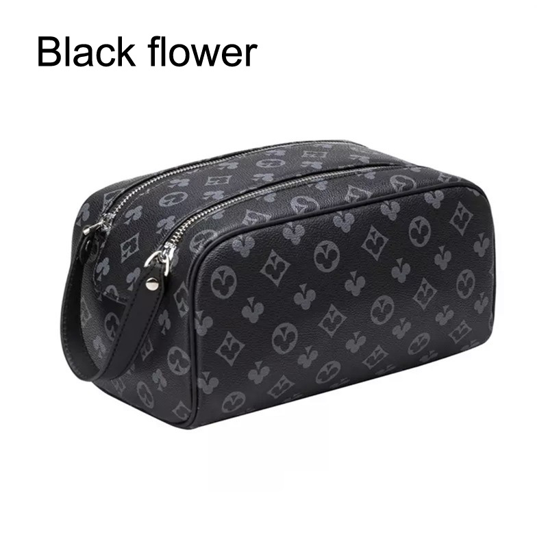 AAA Black flower Double zipper men travelling toilet bag designer women wash large capacity cosmetic bags toiletry Pouch makeup bags