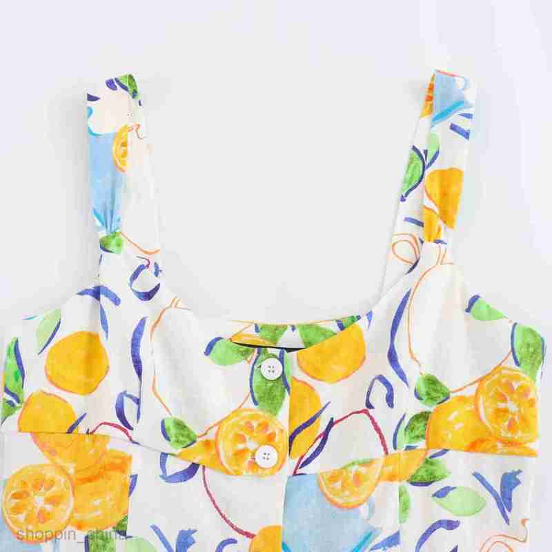 Basic Casual Women Dresses Women's Summer New Fashion Print Long Midi Strap Dress F610464