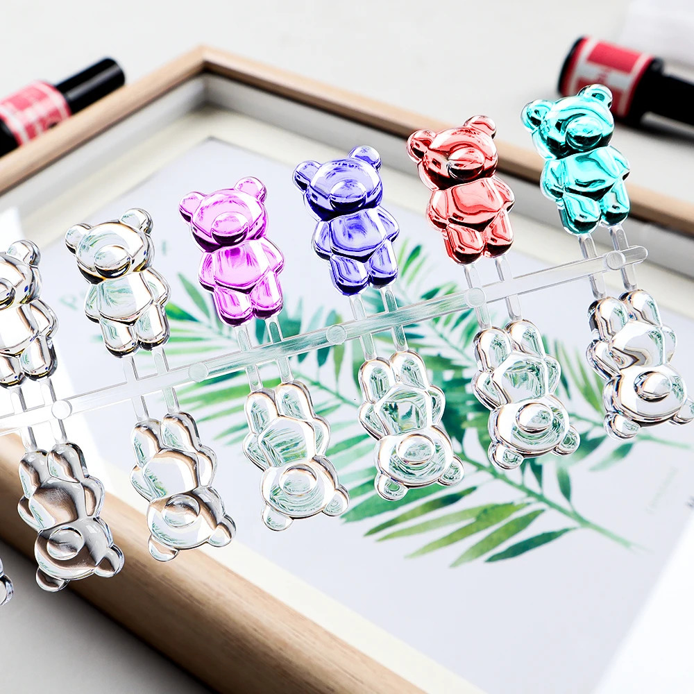 50pcs False Nail Tips Color Card Display Shelf Clear Nail es Color Card Gel Polish Bear Shape Nail Art Sample Stand 240627