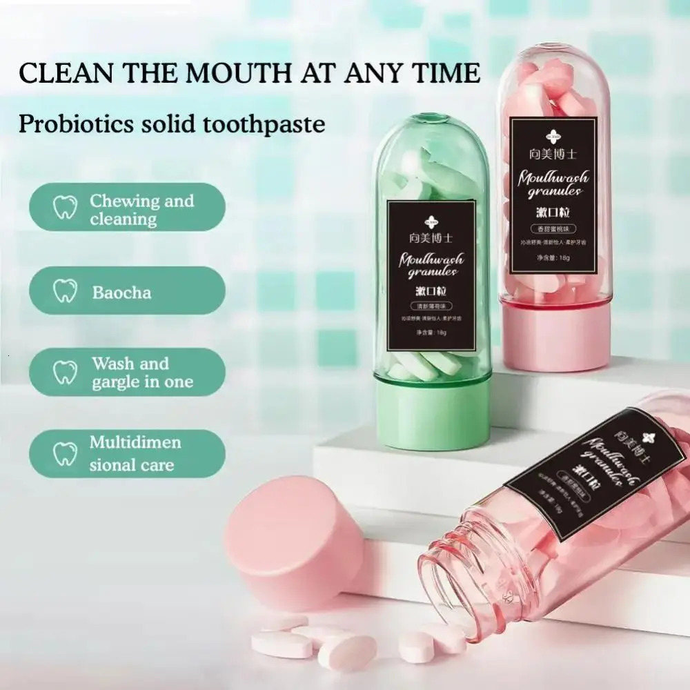 Portable Peach Gargle Granules Chewable Toothpaste For Fresh Breath And Clean Teeth Probiotic Solid Toothpaste Fresh Breath 240627