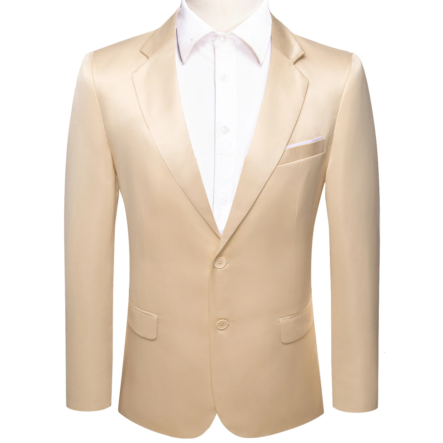 Hi-Tie Champagne Jacquard Solid Mens Suit Shawl Collar Tuxedo Blazers Jacket Coat Groom Dress For Wedding Business Party 240626