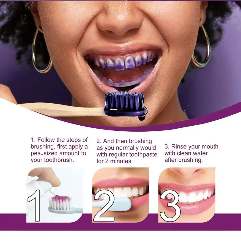 Toothpaste Purple Color Corrector Toothpaste For Teeth White Brightening Reduce Yellowing Tooth Care Toothpaste 30ml 240627