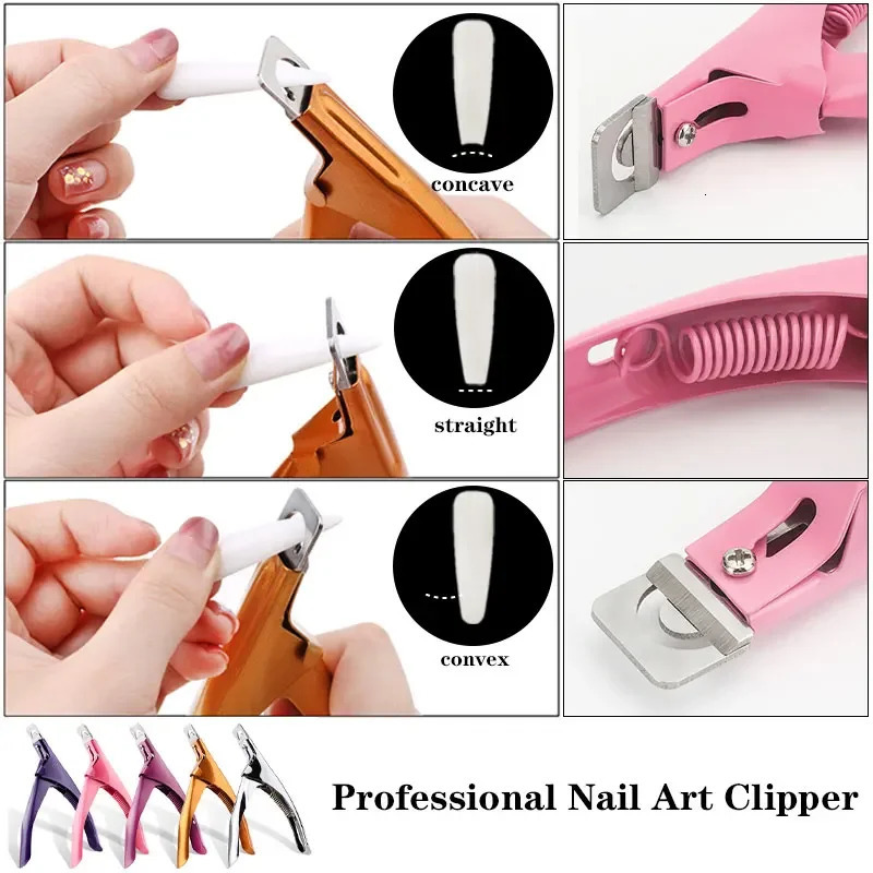 Professional Nail Art Clipper Special type U word False Tips Edge Cutters Manicure Colorful Stainless Steel Nail Art Tools 240627