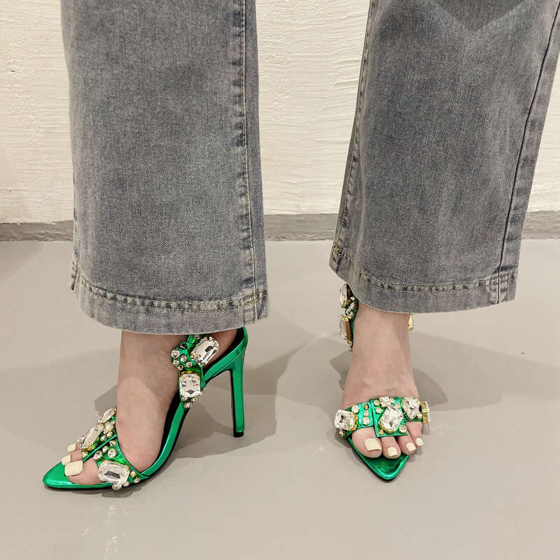 Crystal Sexy Heel Pumps Women High Heels For Wedding Shoes Woman Sandals Gold Sliver Sandalias Mujer 2023 Kq3