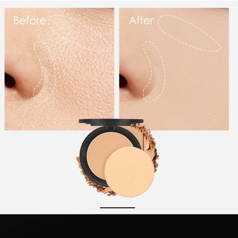 FOCALLURE 3 Colors Powder Brighten Oil-control Nude Makeup Pressed Powder Foundation Makeup Base Cosmetics 240627