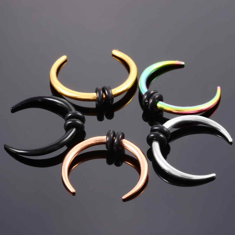 1Pc 316L Surgical Steel OX Hoop Pincher Round Tapered Septum Nose Ring Ear Cartilage Piercing Earring for Women Men Body Jewelry