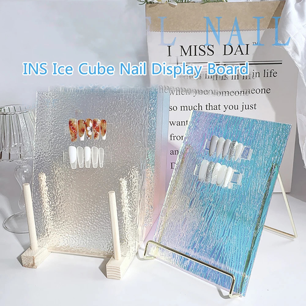 BOQN Nail Art Ice Cube Display Board Aurora Acrylic Finished Sample Color Board Nail Art Display Board Po Prop 240627
