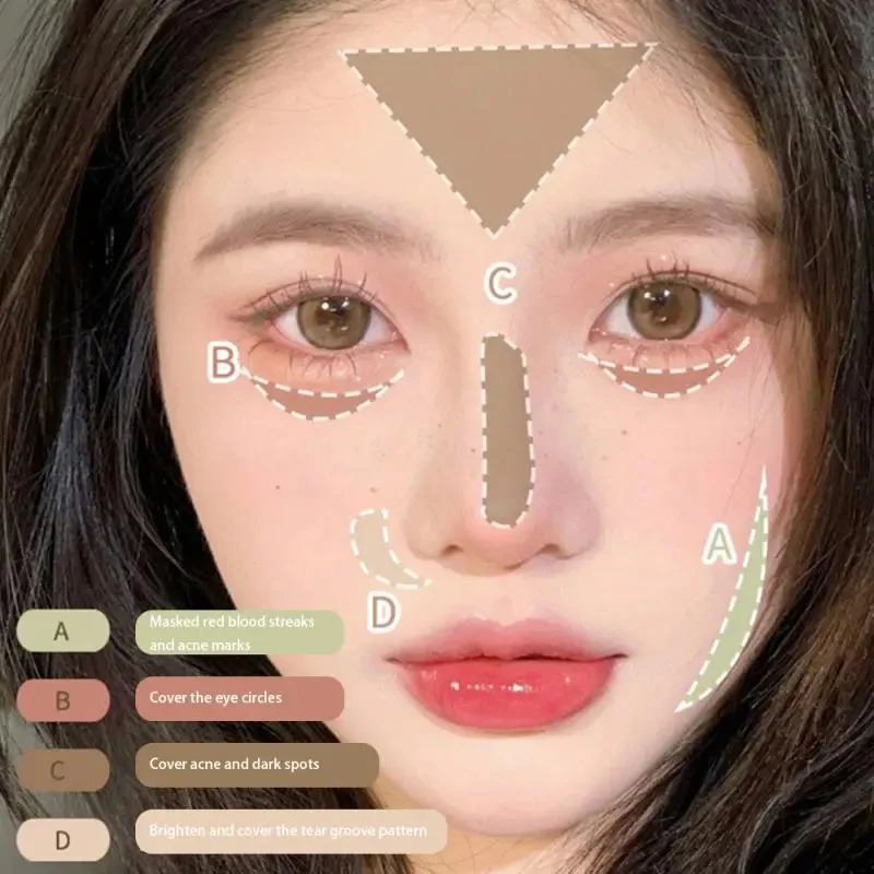 Four Color Face Concealer Makeup Palette Brighten Modify Complexion Coverage Spot Dark Circle Foundation Cream Cosmetic 240627