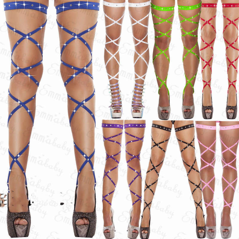 Hot Fishnet Sexy Bling Stockings Long Pantyhose Women Thigh-High Rhinestone Crystal Shinny Leg Wraps Stocking Lingerie Bandage