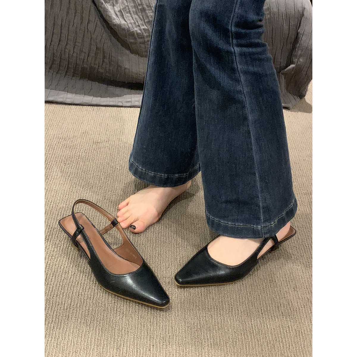 French High-End Baotou Sandals For Women's Wear 2024 Spring And Summer New Pointed Toe Pumps With Thin Heels Super Hot Temperament Single Shoes