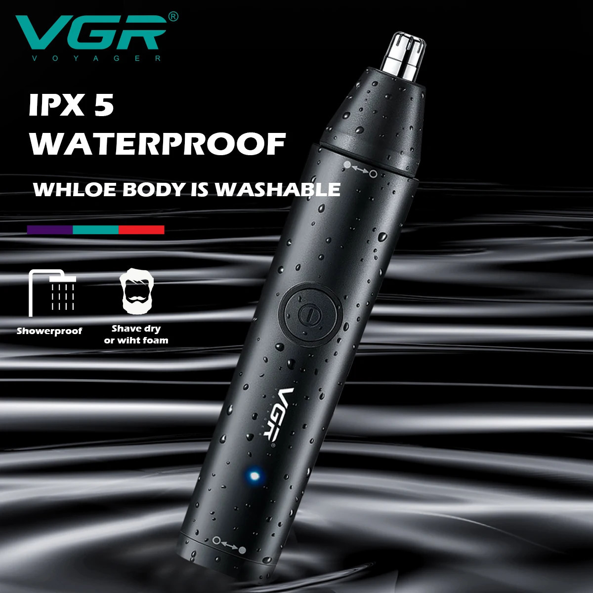 VGR Professional Nose Hair Trimmer Mini Hair Trimmer Electric Nose Trimmer 2 In 1 Clipper Portable Rechargeable Waterproof V-613 240627