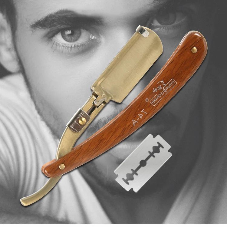 1P Stainless Steel Folding Shave Knife Handle Beard Straight Razor Hair Dressing Tool Men Manual Convenience Hair Trimmer Shaver 240627