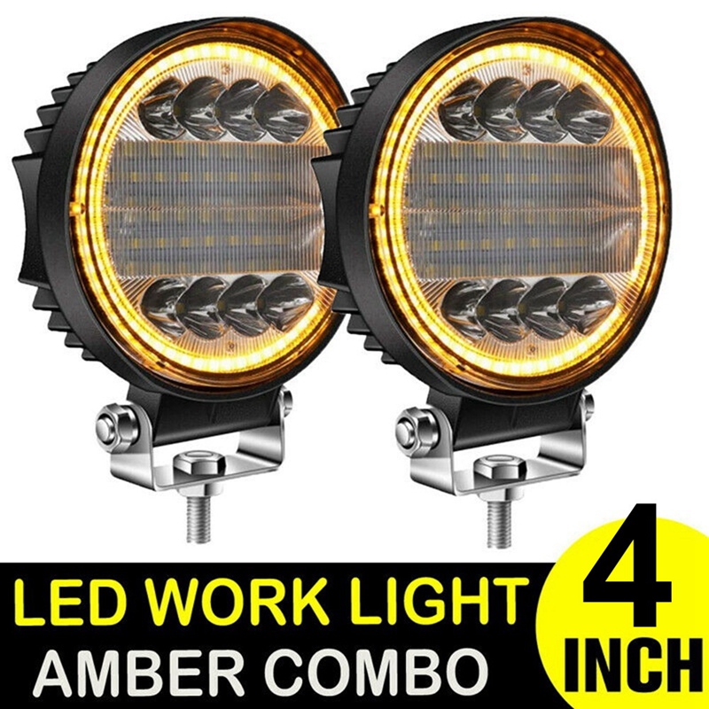 2X 4 Inch 200W LED Work Light Combo Spot Flood Off Road Driving Amber Fog Lamp