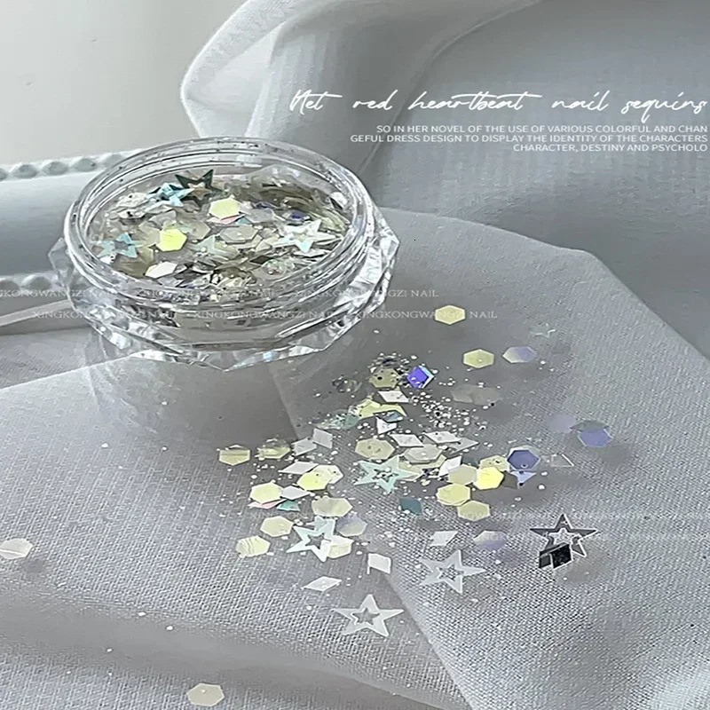Nail Art Heartbeat Shape Holographic Glitter Sequins for Resin DIY Making Art Craft Nail Makeup Decoration Accessories 240627