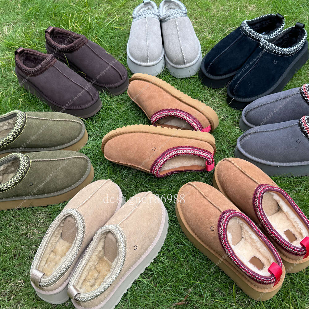 Tasman designer Slippers Tazz Mustard Seed Chestnut Fur Slides Sheepskin Classic Ultra Mini Platform Boot Winter Women Men Slip-on Shoes Suede Upper Wool Fall 35-43