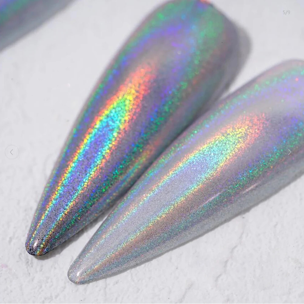 1Box Unicorn Holographic Nail Powder Silver Glitter Metallic Rub Dust Mirror Pigment Extra Fine Shiny Chrome For DIY Manicure*Y* 240627