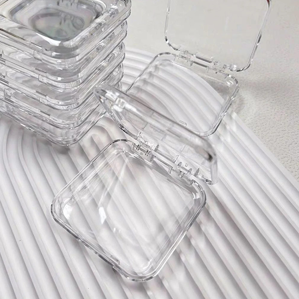 10 Pieces Empty Transparent Press On Nail Packaging Box Wholesale Portable 75x75mm Acrylic Nail Tips Organizer Display Manicure 240627
