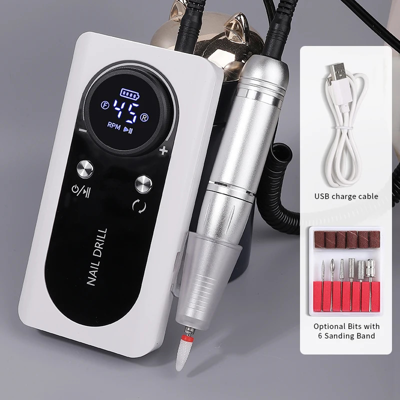 45000rpm Nail Drill Professional Polishing Machine Lathe for Manicure Milling Cutters Electric Sander File Gel Nails Polisher 240627
