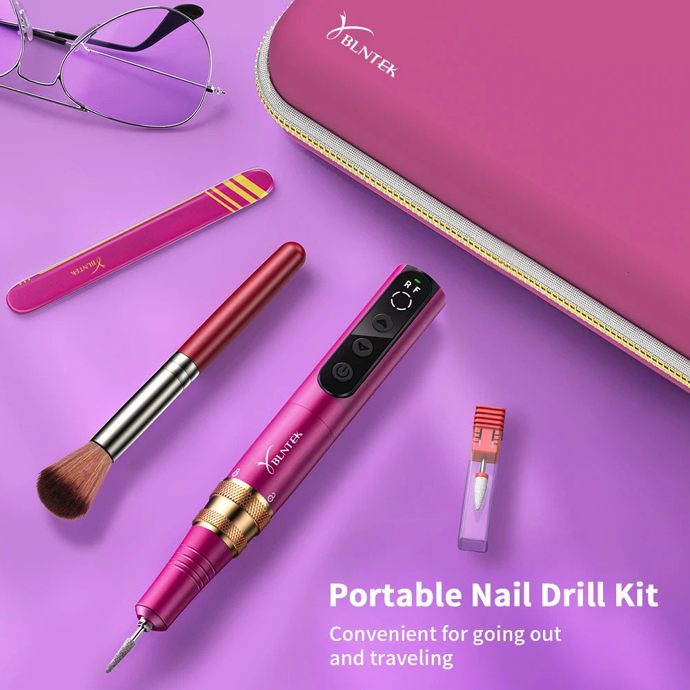 YBLNTEK Electric Cordless Nail Drill Kit 35000RPM Nail Drill Machine for Gel Acrylic Nails Manicure Pedicure Polishing With Bag 240627