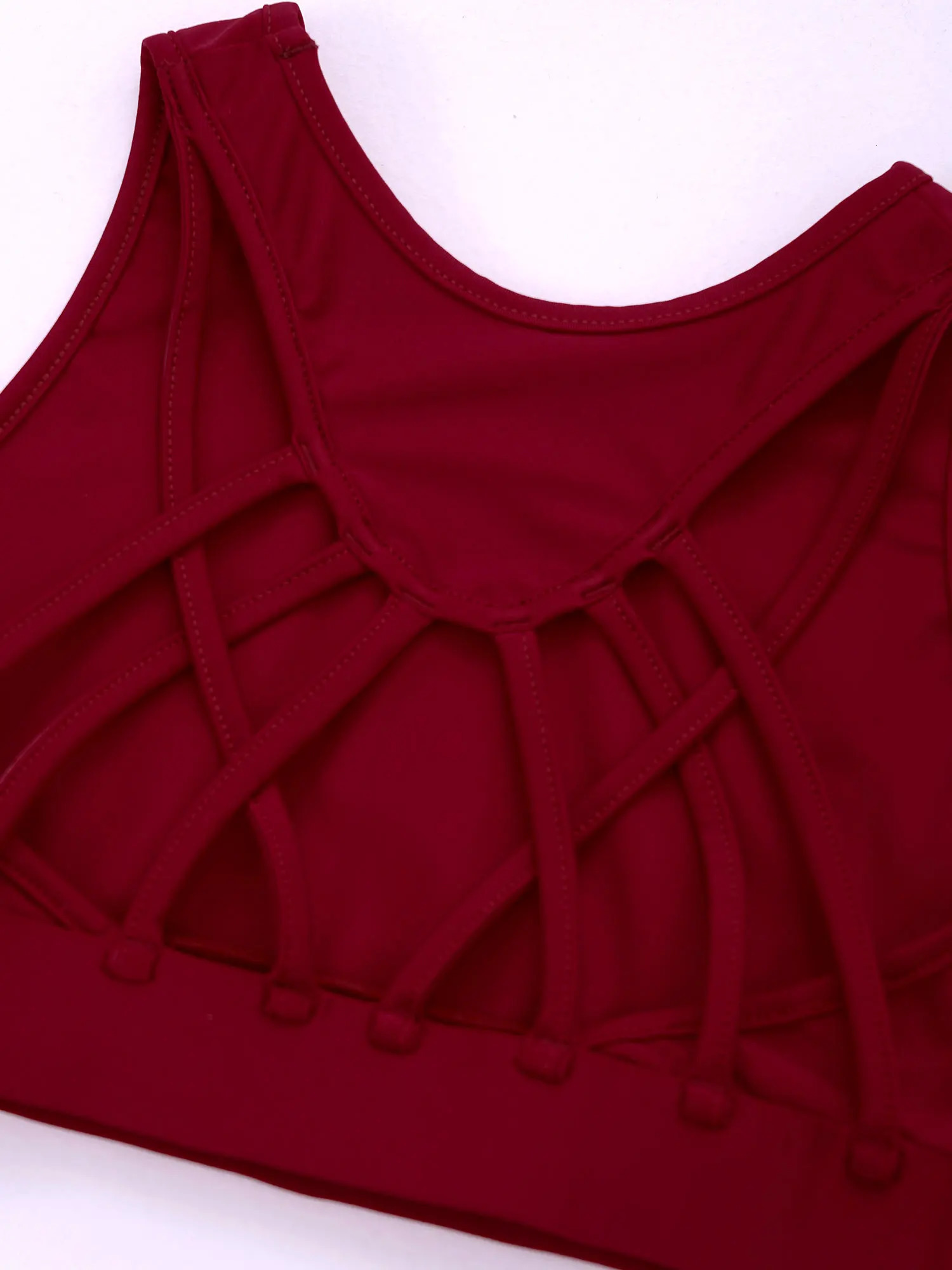 Kids Girls Ballet Tops Sleeveless Straps Crisscross Hollow Back Sport Bra Vest Crop Top For Yoga Dancing Gymnastics Workout 240627