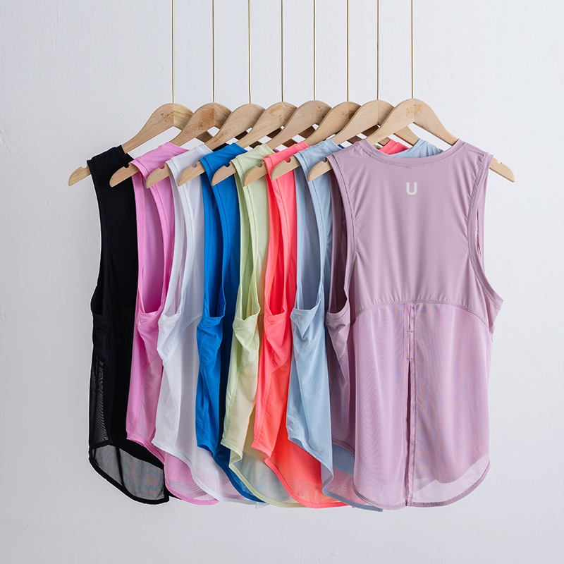 Uu-1222 Women Tank Shirts Yoga Running Sleeveless Sports Vest Breathable T-Shirt Fiess Tops