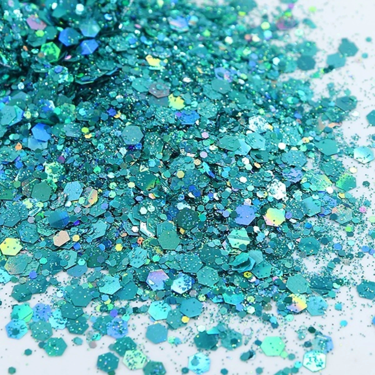 10G Loose Bulk Chunky Nail Glitter Holographic Silver Hexagon Sequin Powder Decoration for Epoxy Resin DIY Nails Accessories 240627