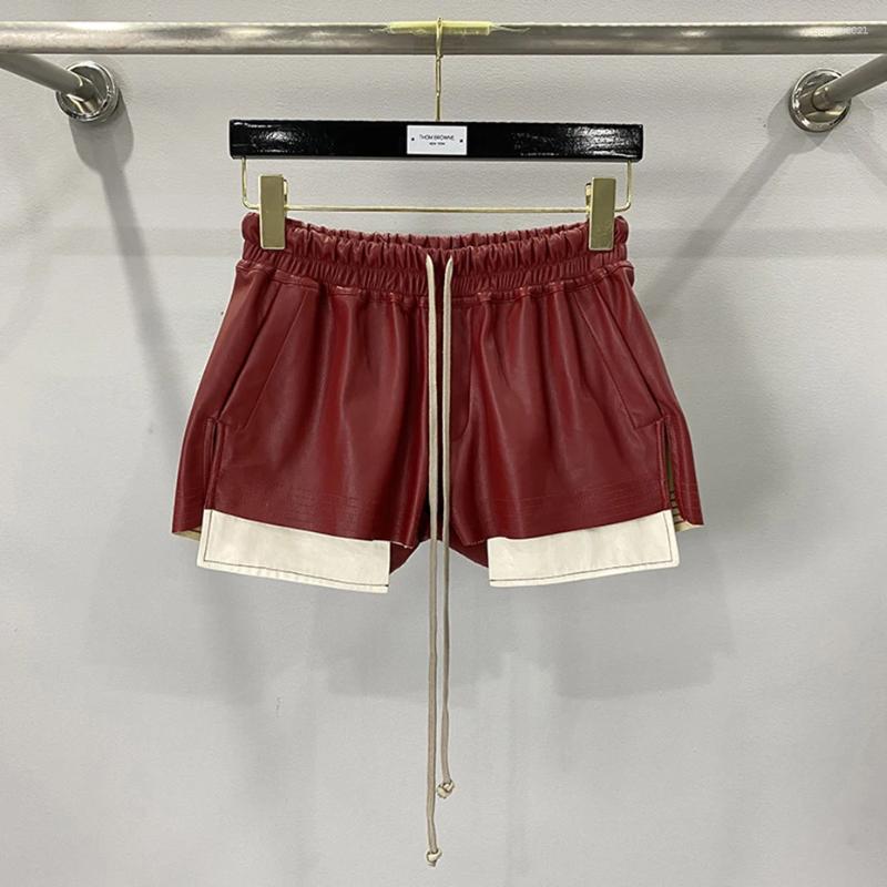Women's Shorts Lether For Women Summer Casual Pocket Black Red Female XJ260206