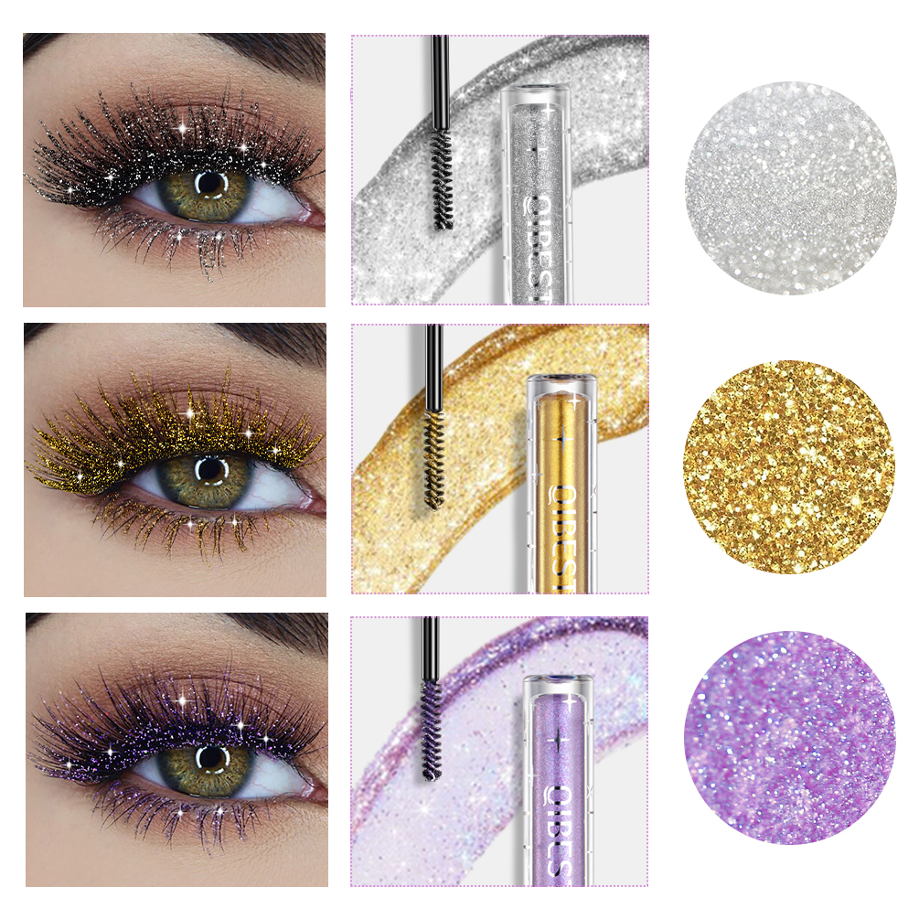 Sparkling Glitter Mascara Quick Dry Long Lasting Waterproof Sliver Gold Purple Curling Thick Shiny Eyelash Sexy Diamond Mascara