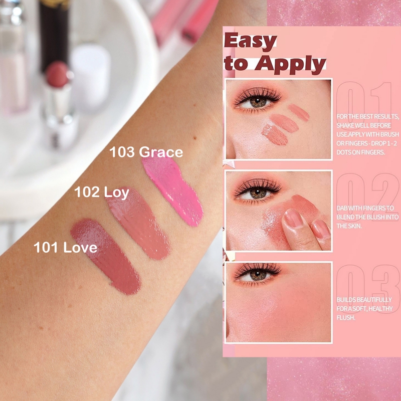 3 couleurs Face Face Liquide Blush Serum Nourrishing fard à paupières Loupstick maquiagem pigment lisse joues légères maquillage aqueux coréen