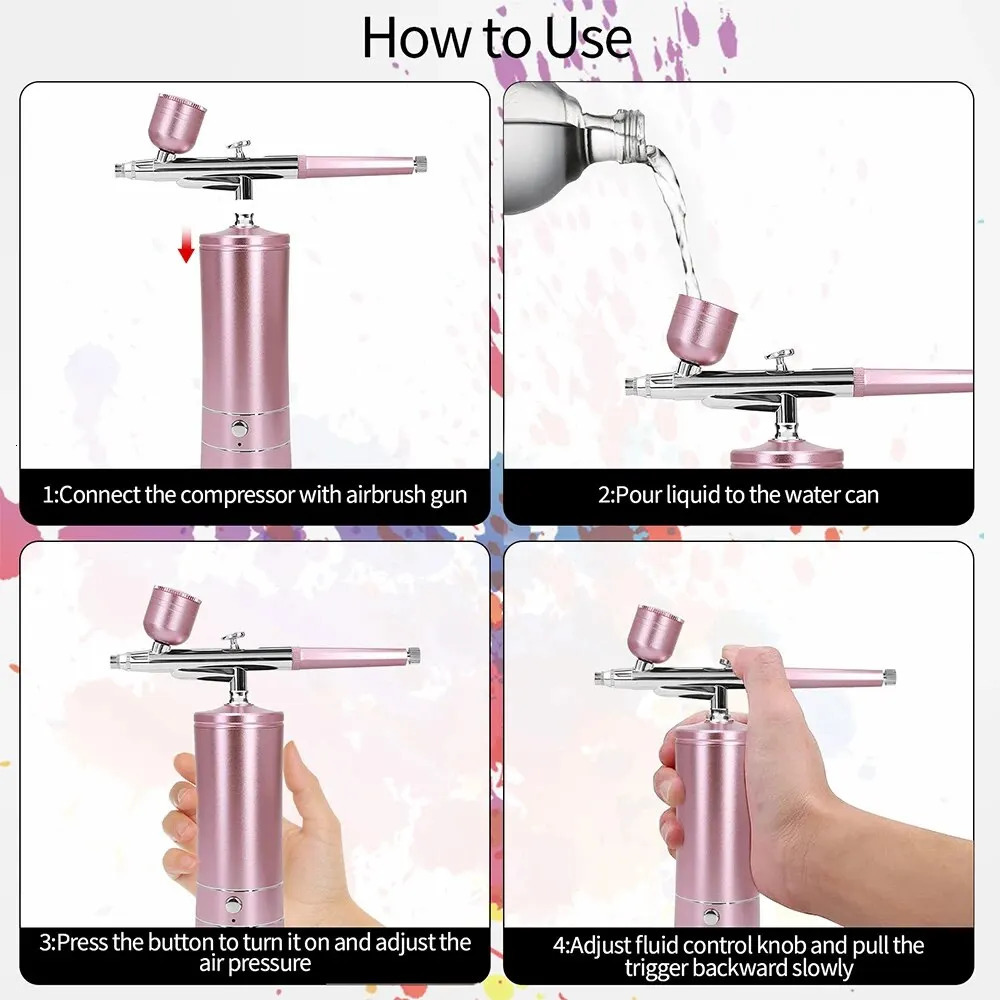 Airbrush-Kit Rechargeable Cordless Airbrush Compressor Auto Handheld Portable Wireless Air Brush for Art Makeup Model Painting 240627