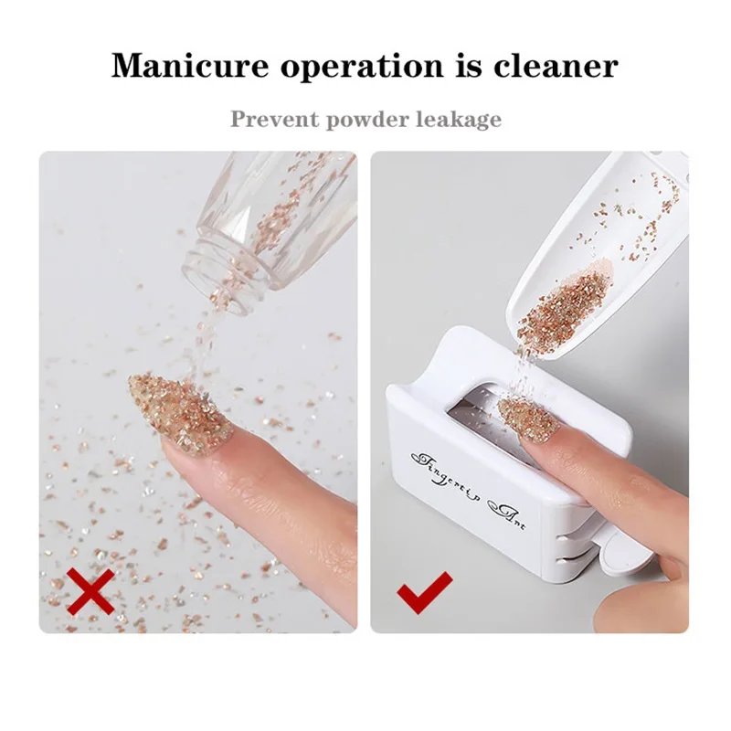 Nail Glitter Powder Drill Recycling Box Dip Container Manicure Nails Art Accesoires Storage Tools Nail Sequins Set Gift