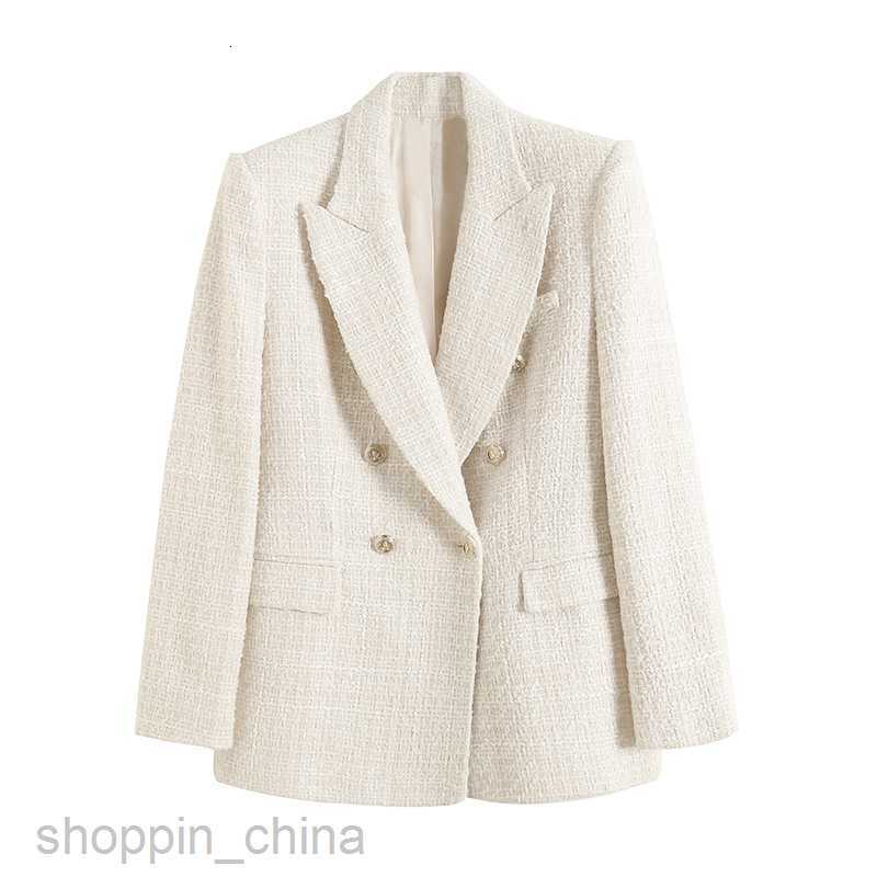 Women Jackets Coats New Women's 4-color Texture Double breasted Mid length Suit Coat for Women K2