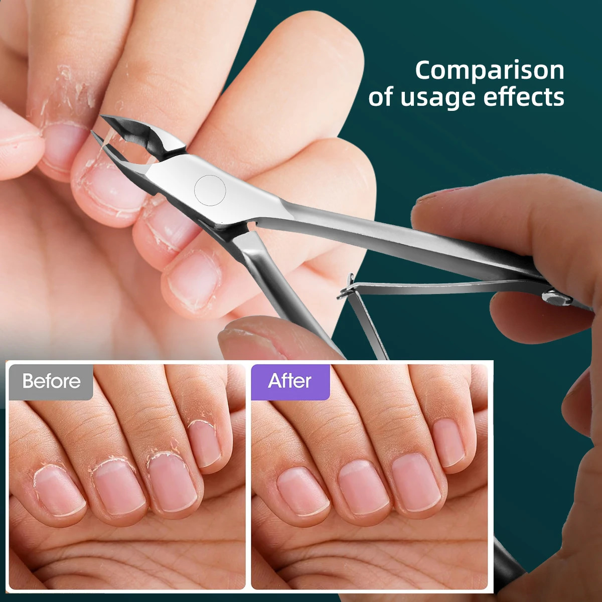 Russian Ieather Clippers Professional Nail Salon Tools Vietnam Craft Stainless Steel Double Fork Ieather Clippers High-end Nail 240627