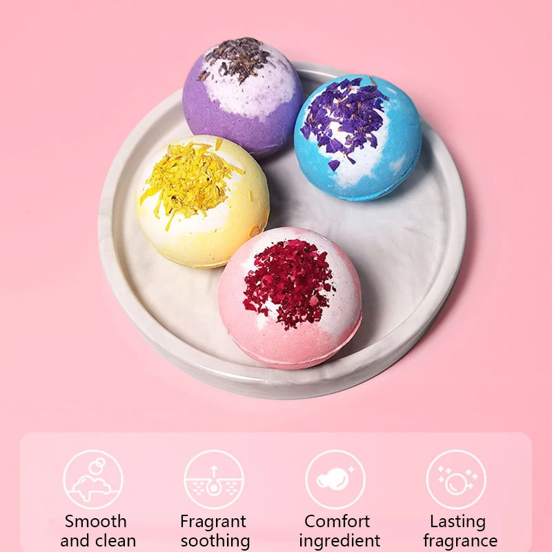 Essential Oil Bath Bombs Ball Flower Scents Bubble Bath Salt Ball Cleaner Bathing Spa Moisturize Dry Skin Relaxing Gift Bathroom 240627