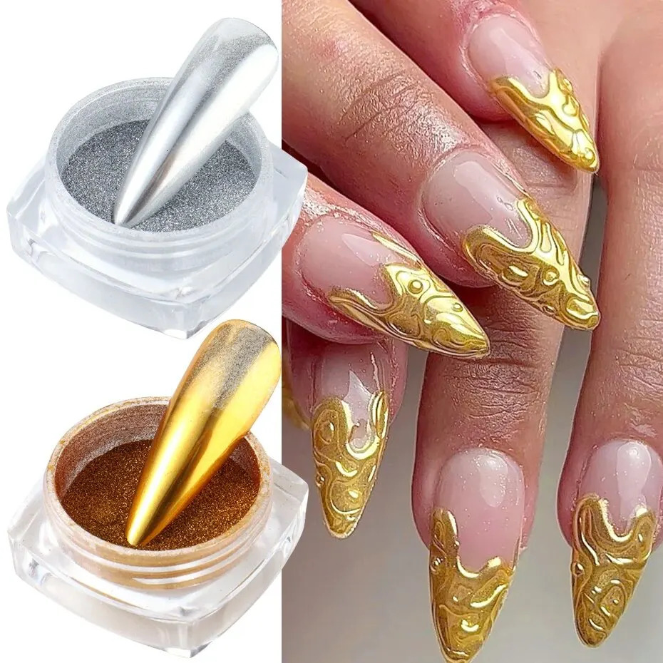 17 Colors Metallic Chrome Nail Powder Set Gold Silver Magic Mirror Glitter Nail Rubbing Pigment Flakes For Y2K Nail Art Decor 240627