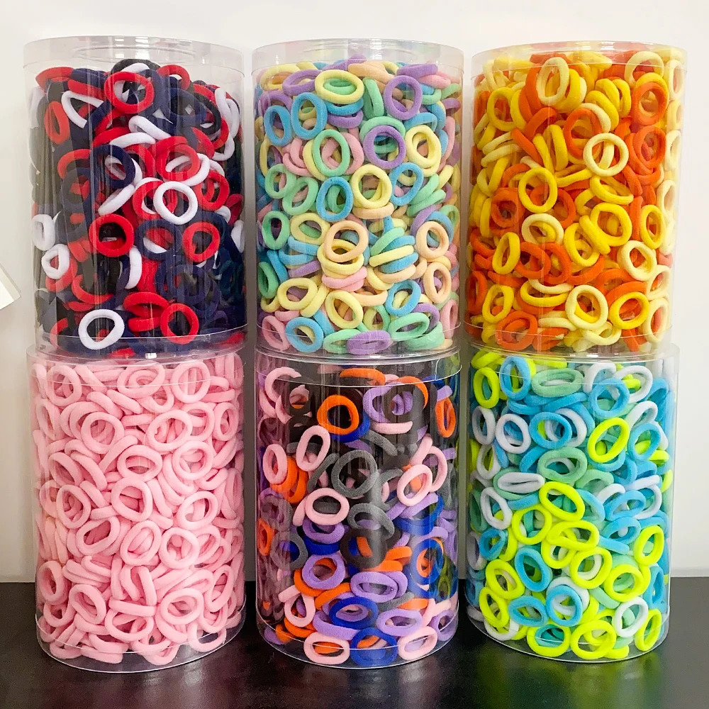 100PCS Colorful Basic Nylon Ealstic Hair Ties for Girls Ponytail Hold Scrunchie Rubber Band Kid Fashion Baby Accessories 240625