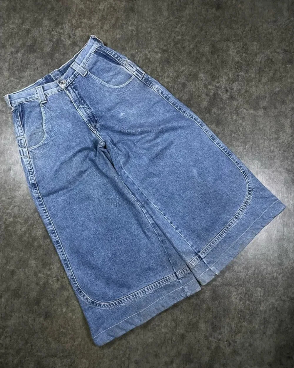 Harajuku Personality Big Pocket Boxing Kangaroo Print Wash Wide Leg Jeans Y2K HipHop Street Casual Loose Denim for Men and Women 240619