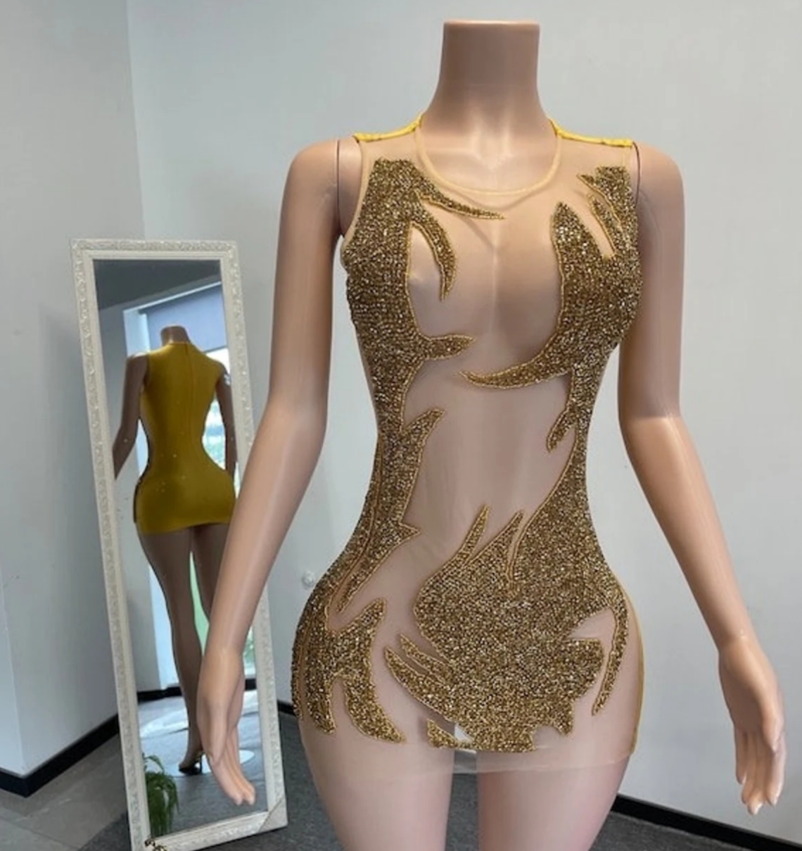 Gold Sheer Short Prom Dresses For Black Girls Luxury See Through African American Cocktail Dresses Birthday Party Homecoming Gowns