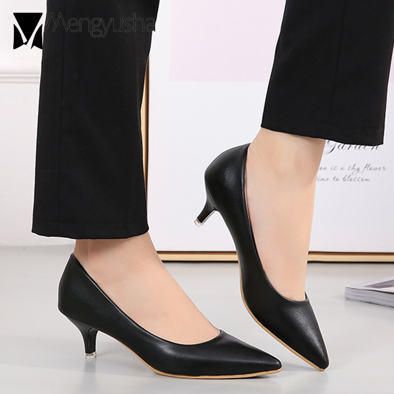 5CM High Heels Ladies Office Shoes Leather Pumps Woman Luxury Workmanship Stilettos Wedges Small Kitten Heels Bridal Party Shoes