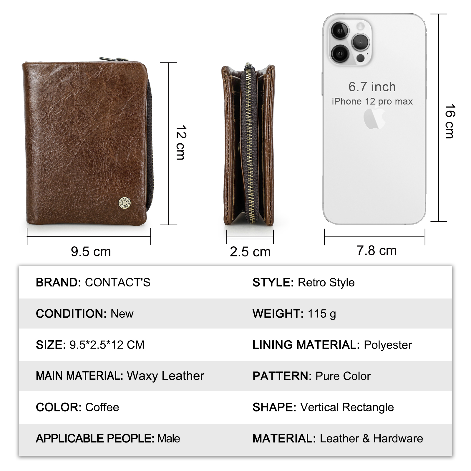 CONTACT'S Genuine Leather Wallets for Men Short Bifold Casual Men's Purses RFID Card Holders Coin Purses Money Clip Men Wallet