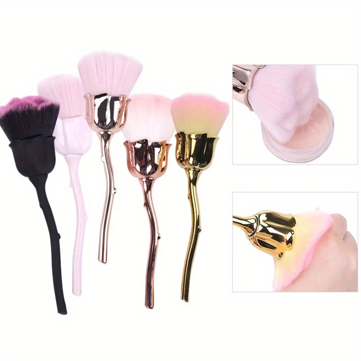 Flower Nail Brush For Manicure Rose Nail Art Brush Nail Accesories Tools Round Small Gel polish Dust Cleaning Brushes 240627