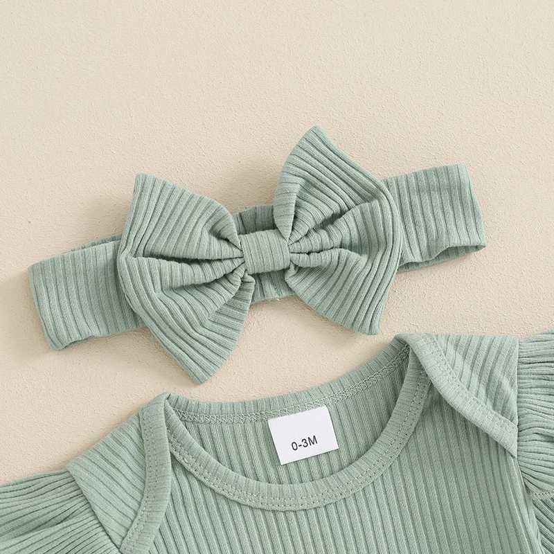 Pajamas Pixie New Baby Girls Autumn Casual 4pcs Set Long sleeved jumpsuit with ribbed pants and hat set 0-6m WX5.31